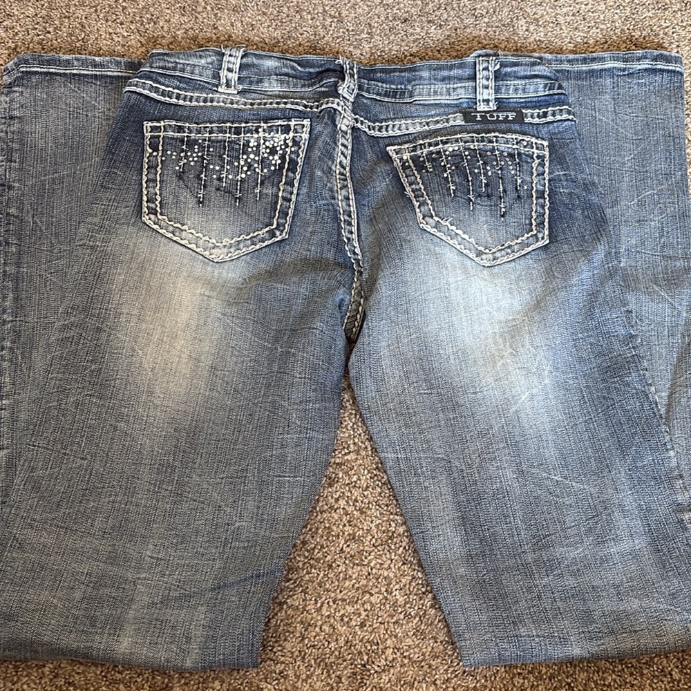 Cowgirl Tuff Crystal Waterfall Boot Cut Jeans - Picture 4 of 5